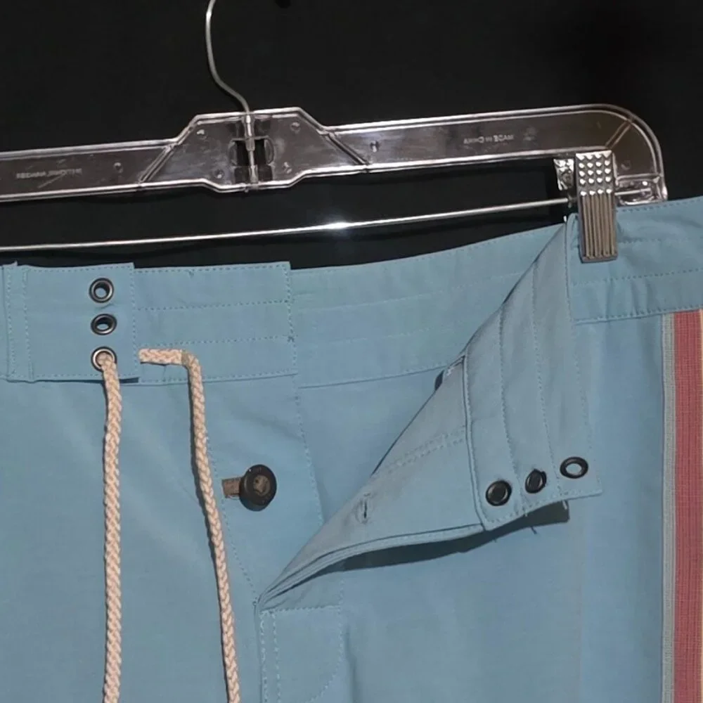 Faherty Men's Biarritz Pocketed Board Shorts - Blue Horizon Stripe - Sz 34*